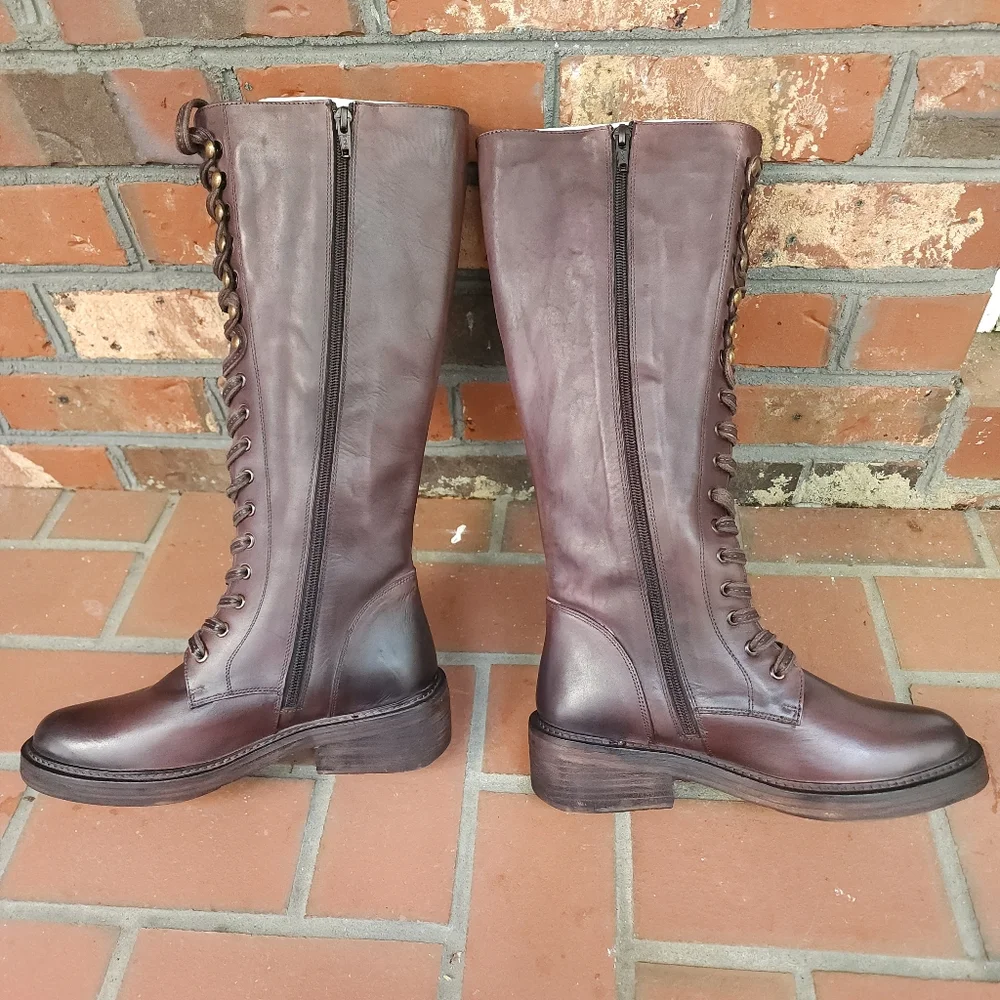 Vintage Foundry Distressed Riding Boots Brick Brown - Picture 2 of 16